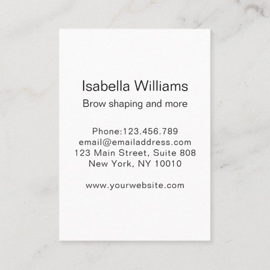 Moderner Glitzer Augenbrauen Visitenkarte (Rückseite)