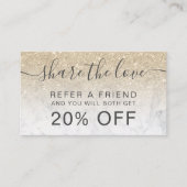 Moderner Glitzer aus leicht vergoldetem Marmor omb Empfehlungskarte (Vorderseite)