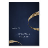 Moderner Glitzer aus Marineboldgold Erledigbare Pl Tischnummer (Vorderseite)