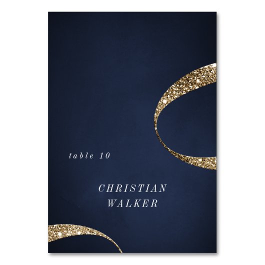 Moderner Glitzer aus Marineboldgold Erledigbare Pl Tischnummer (Vorderseite)