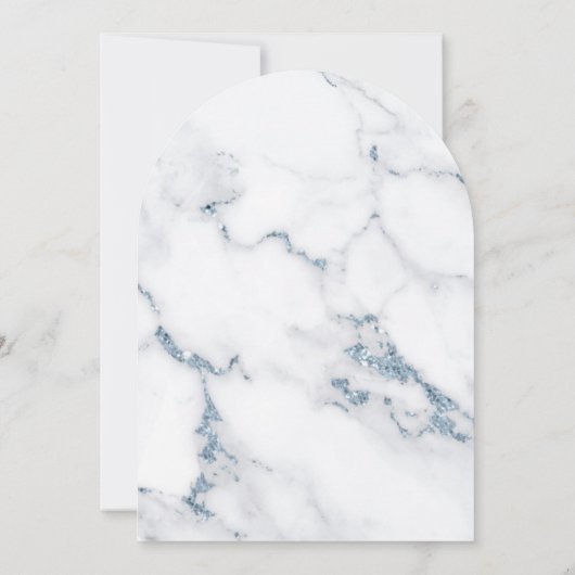 Moderner Glitzer aus Marmor Dusty Blue Arch ID816 Einladung (Rückseite)