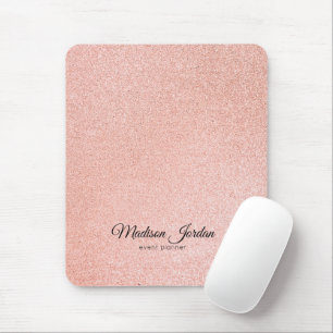 Moderner Glitzer aus rosa und goldenem Marmor Mousepad