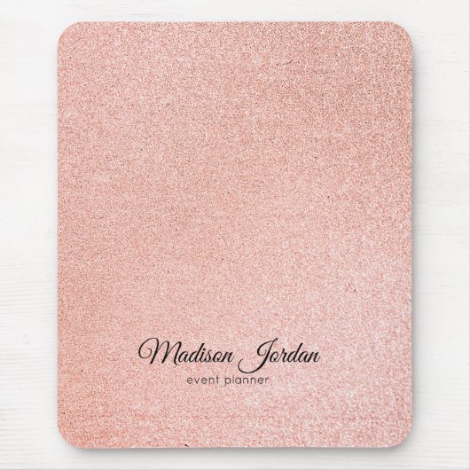 Moderner Glitzer aus rosa und goldenem Marmor Mousepad (Vorne)