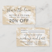 Moderner Glitzer aus weißem Marmor Empfehlungskarte (Vorne/Hinten)