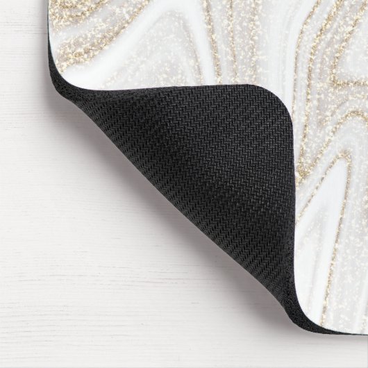 Moderner Glitzer aus weißem Marmor Mousepad (Ecke)