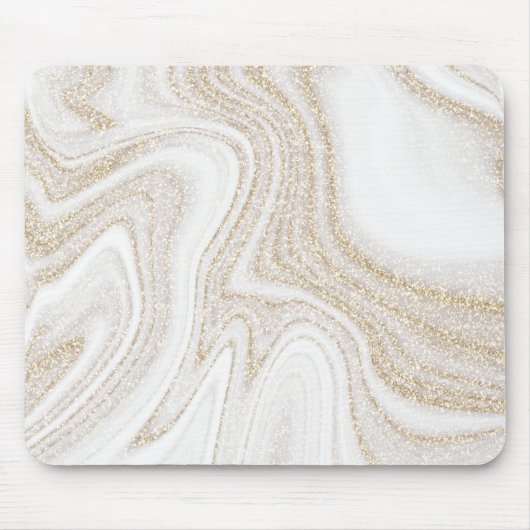 Moderner Glitzer aus weißem Marmor Mousepad (Vorne)