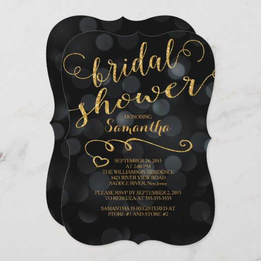 Moderner Glitzer Bokeh Bridal Einladung (Vorne/Hinten)