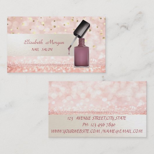 Moderner Glitzer Bokeh,Confetti,Nagellpolnisch, Visitenkarte (Vorne/Hinten)