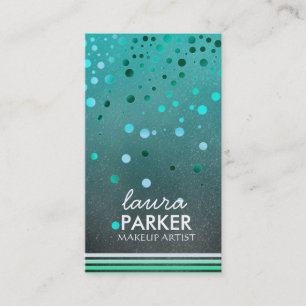 Moderner Glitzer Bokeh Makeup Artist Green Visitenkarte