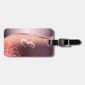 Moderner Glitzer Bokeh, Monogramm Gepäckanhänger (Vorderseite horizontal)