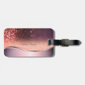 Moderner Glitzer Bokeh, Monogramm Gepäckanhänger (Rückseite horizontal)