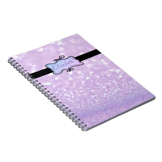 Moderner Glitzer Bokeh, Personalisiert Notizblock (Rechte Seite)
