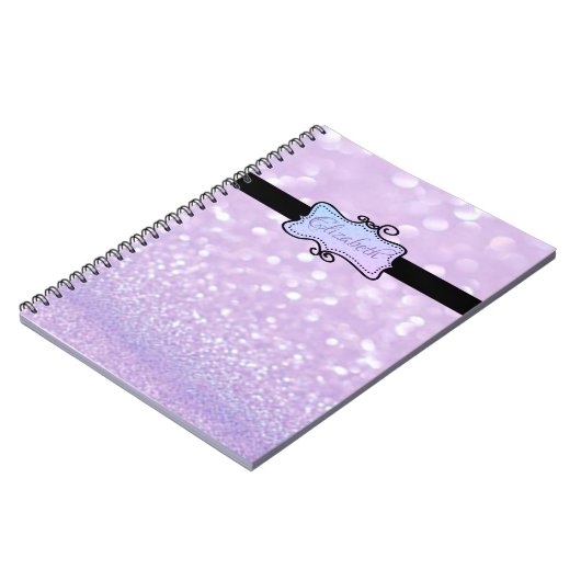 Moderner Glitzer Bokeh, Personalisiert Notizblock (Linke Seite)