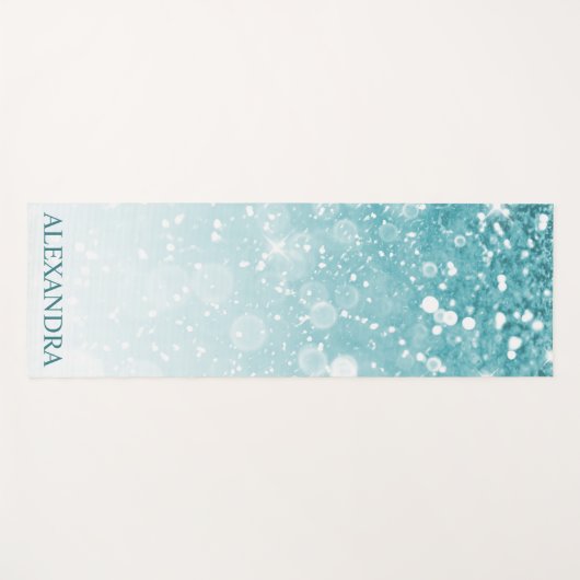 Moderner Glitzer Bokeh Personalisiert Yogamatte (Vorderseite (Horizontal))