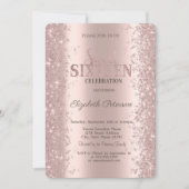 Moderner Glitzer Confetti Rose Gold Sweet 16 Einladung (Vorderseite)