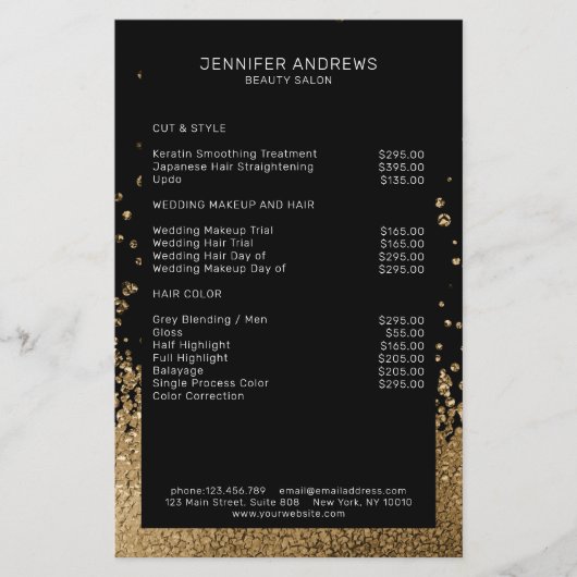 Moderner Glitzer Drop Gold Schwarz Flyer (Vorne)