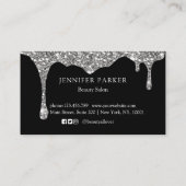 Moderner Glitzer Drop Salon & Wellness-Center Loya Visitenkarte (Rückseite)