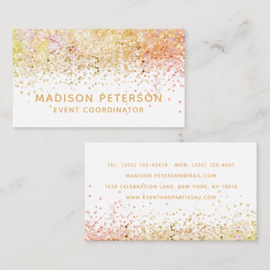 Moderner Glitzer-Eventkoordinator-Planer Visitenkarte (Vorne/Hinten)