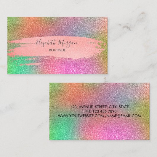 Moderner Glitzer farbenfroh, Pinselstriche Visitenkarte (Vorne/Hinten)