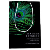 Moderner Glitzer Feather Boho Chic Mittlere Geschenktüte (Vorderseite)