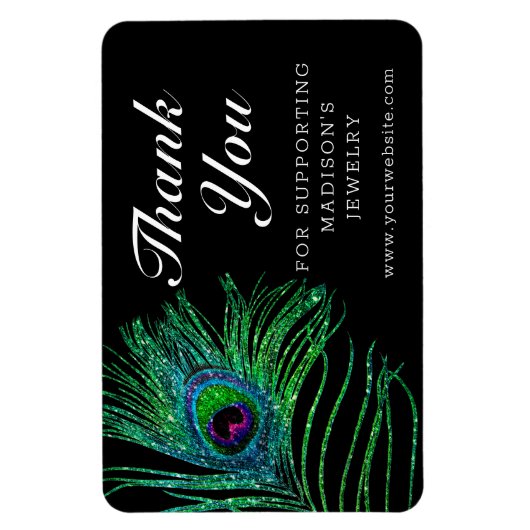 Moderner Glitzer Feather Boho Chic Vielen Dank Magnet (Vertikal)