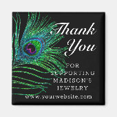 Moderner Glitzer Feather Boho Chic Vielen Dank Magnet (Vorne)