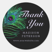 Moderner Glitzer Feather Boho Chic Vielen Dank Runder Aufkleber (Vorderseite)