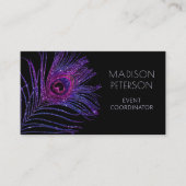 Moderner Glitzer Feather Event Coordinator Planer Visitenkarte (Vorderseite)