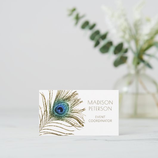Moderner Glitzer Feather Event Coordinator Planer Visitenkarte (Stehend Vorderseite)