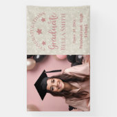 Moderner Glitzer Foto Abschluss Dusty Pink Banner (Vertikal)