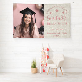 Moderner Glitzer Foto Abschluss Dusty Pink Banner