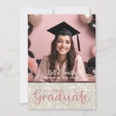 Moderner Glitzer Foto Abschluss Einladung (Vorderseite)