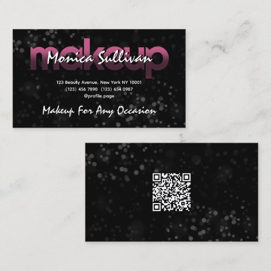 Moderner Glitzer funkelnd Makeup Visitenkarte (Vorne/Hinten)