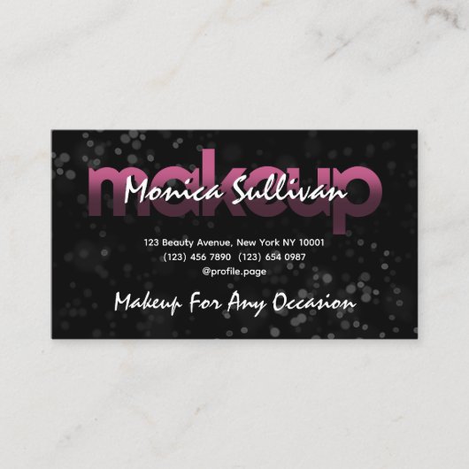 Moderner Glitzer funkelnd Makeup Visitenkarte (Vorderseite)