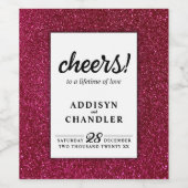 Moderner Glitzer für Hochzeiten in Rot und Weiß Weinetikett (Einzelnes Label)