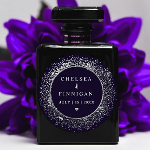 Moderner Glitzer für Navy Blue und Silver Runder Aufkleber