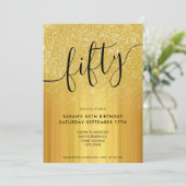 Moderner Glitzer Gold 50. Geburtstag Einladung (Stehend Vorderseite)