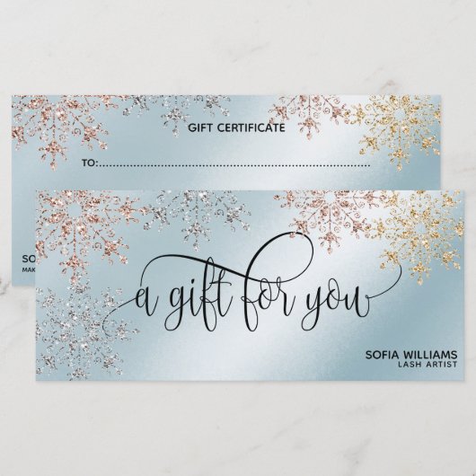 Moderner Glitzer Gold Gutschein (Vorne/Hinten)