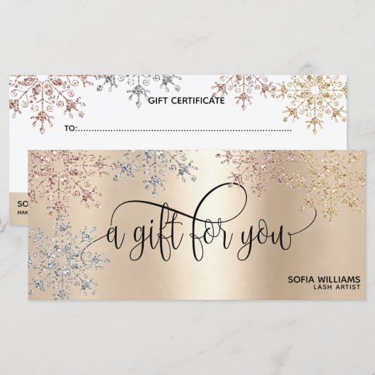 Moderner Glitzer Gold Gutschein (Vorne/Hinten)