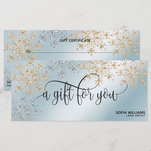 Moderner Glitzer Gold Gutschein (Vorne/Hinten)