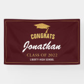 Moderner Glitzer Grad Red Maroon Abschluss Banner (Horizontal)