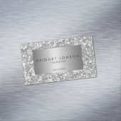 Moderner Glitzer in Weiß und Grau Magnetische Visitenkarte (Beispiel)