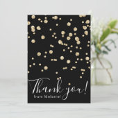 Moderner Glitzer Konfettschwarz Dankeskarte (Stehend Vorderseite)