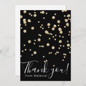 Moderner Glitzer Konfettschwarz Dankeskarte (Vorne/Hinten)