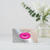 Moderner Glitzer, Lippen, Schminkkünstler Visitenkarte (Stehend Vorderseite)