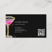 Moderner Glitzer Martini Barkeeper Cocktail Waiter Visitenkarte (Rückseite)