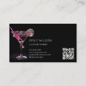 Moderner Glitzer Martini Barkeeper Cocktail Waiter Visitenkarte (Rückseite)