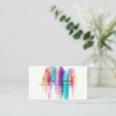 Moderner Glitzer mit farbigen Pinselstrichen Visitenkarte (Stehend Vorderseite)