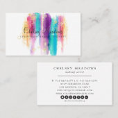 Moderner Glitzer mit farbigen Pinselstrichen Visitenkarte (Vorne/Hinten)