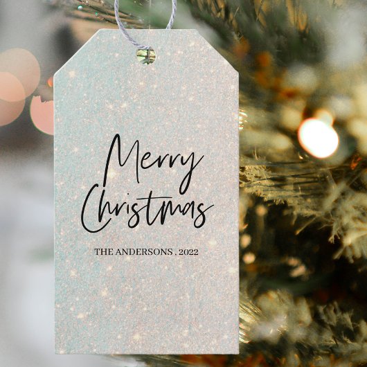 Moderner Glitzer Ombre Frohe Weihnachten Geschenkanhänger